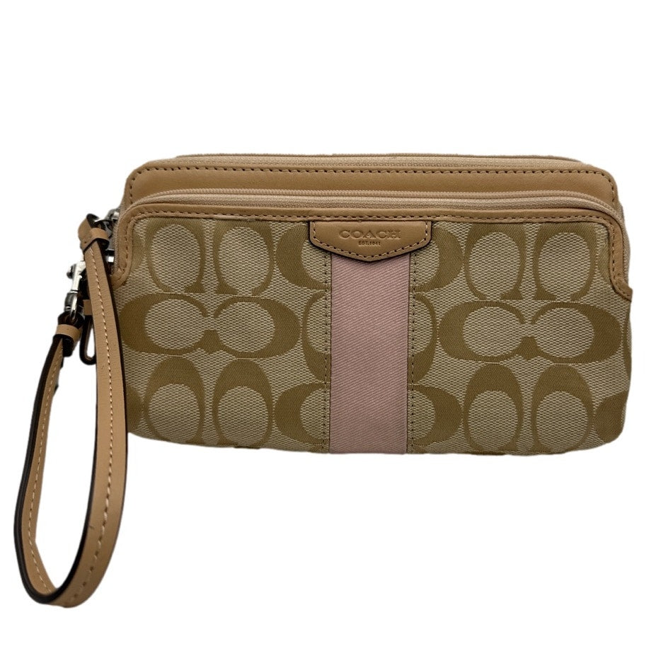 COACH Tan Signature Canvas Wristlet  Wallet