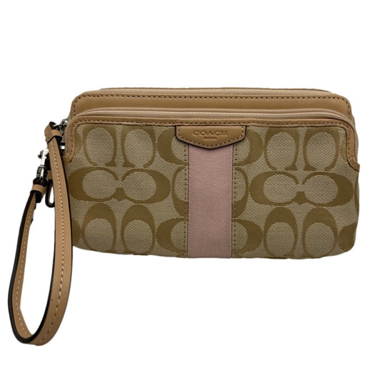 COACH Tan Signature Canvas Wristlet  Wallet