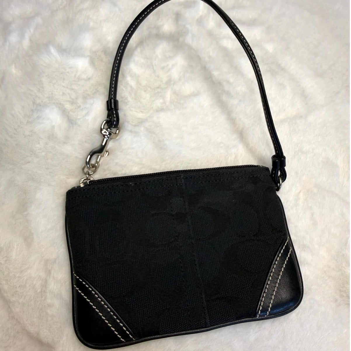 SALE COACH Black Signature Canvas Wristlet