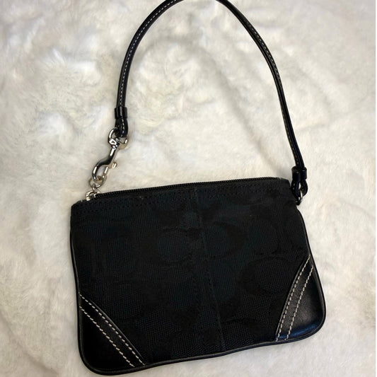 y2k COACH Black Signature Canvas Wristlet