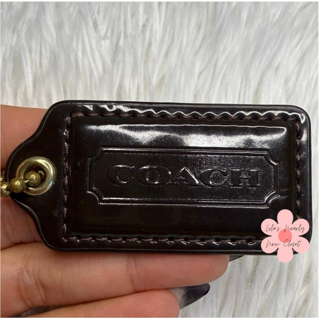 2" COACH Brown Fob Bag Charm Hang tag Hangtag
