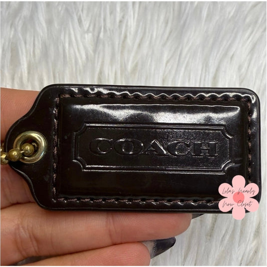 2" COACH Brown Fob Bag Charm Hang tag Hangtag