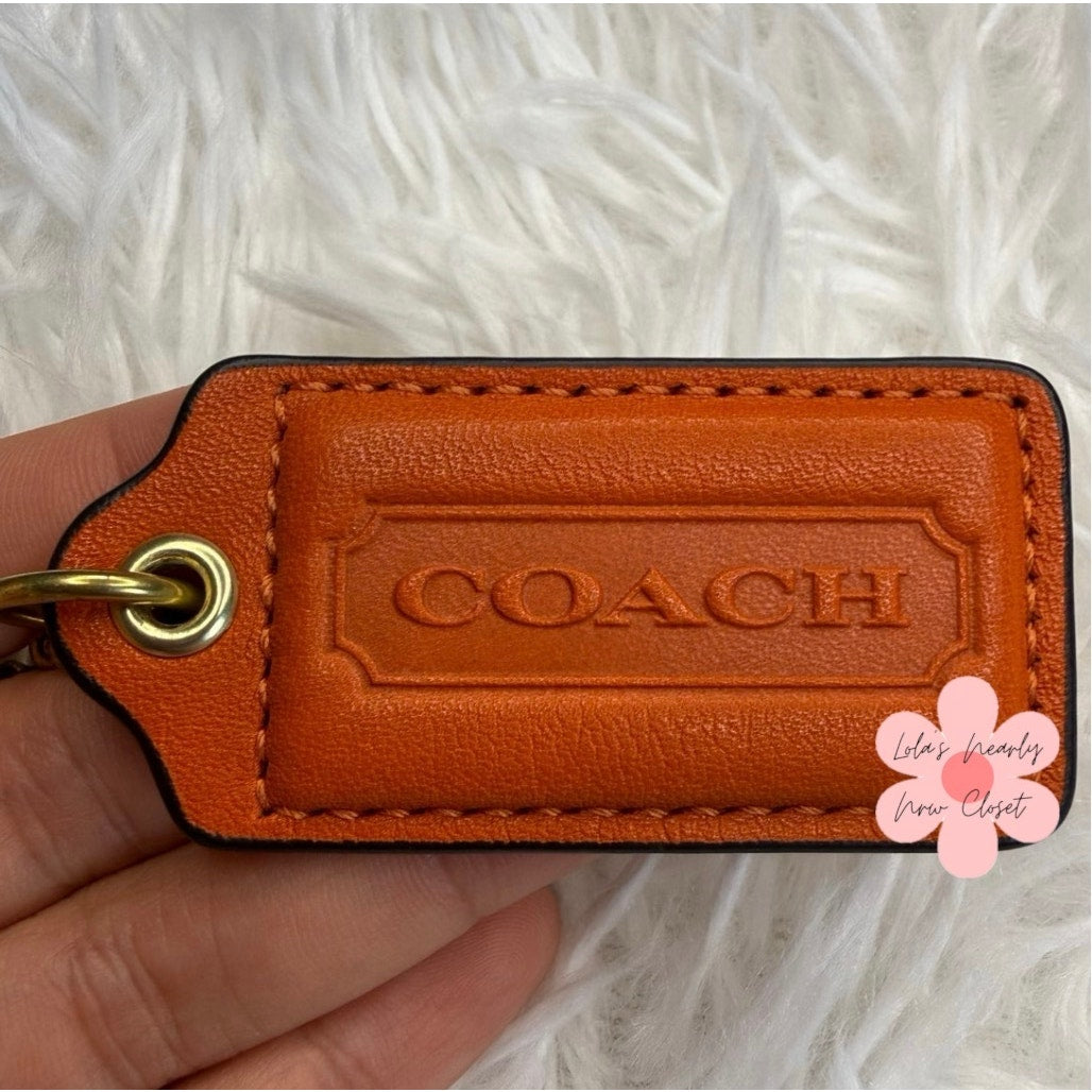 2” COACH Orange  Fob Bag Charm Hang tag Hangtag