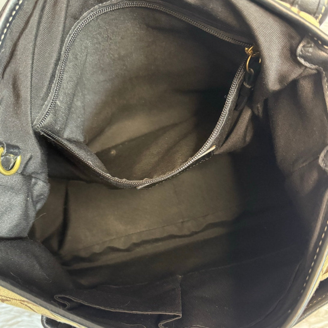 y2k COACH Black Brown Khaki Signature Legacy Flip Turnlock