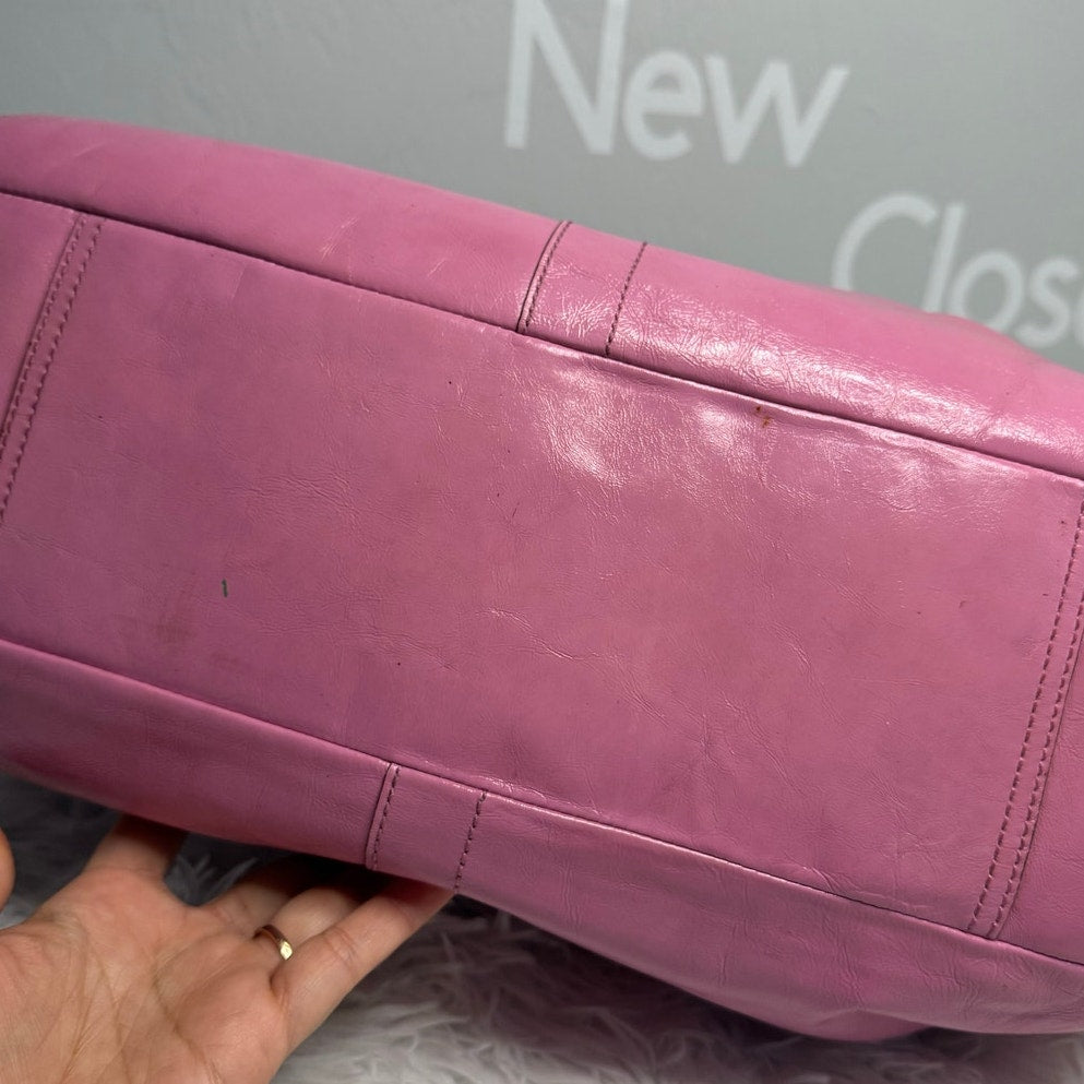 y2k COACH 2008 Pink 12520 Patented Leather Ergo Shoulder Bag