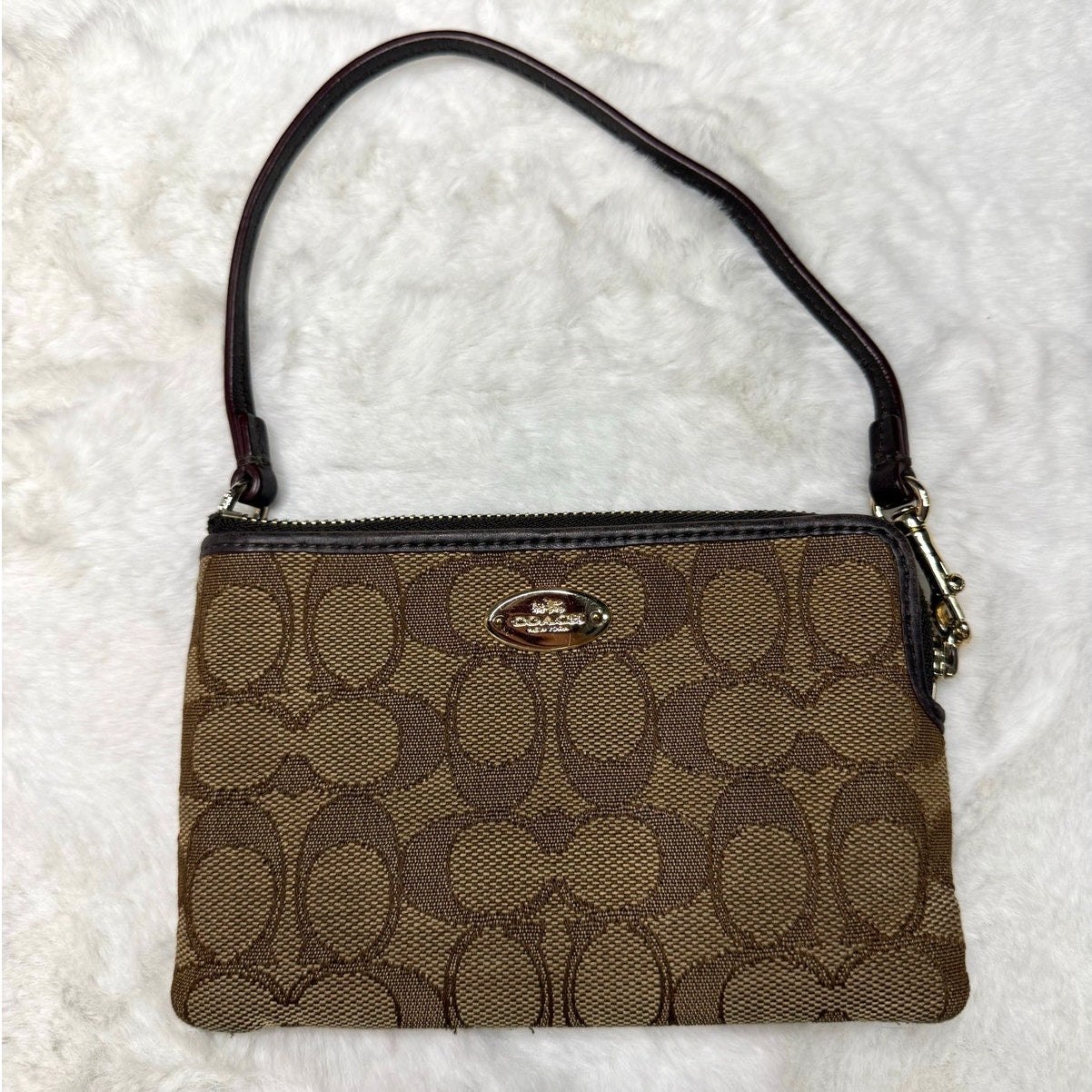 SALE COACH Brown Signature Wristlet