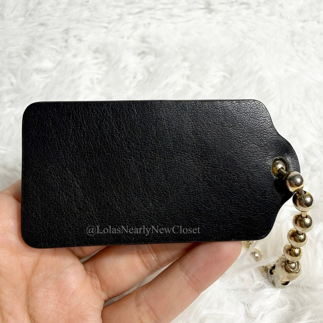 3.5" COACH Large Black Fob Bag Charm Hang tag Hangtag
