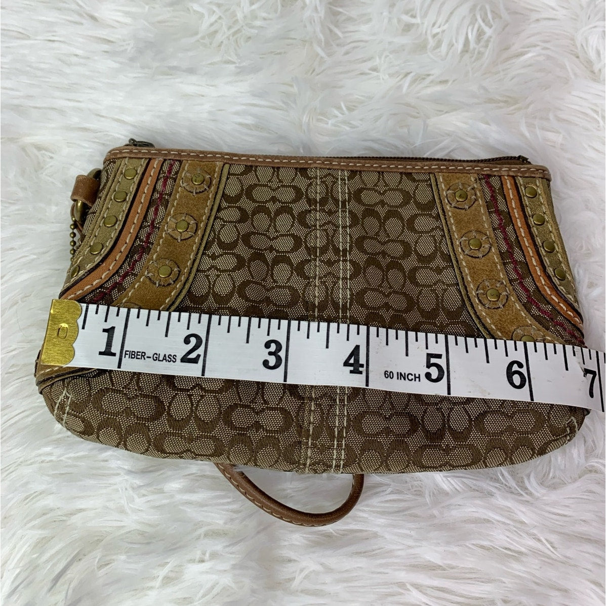 COACH Brown Signature Canvas Wristlet