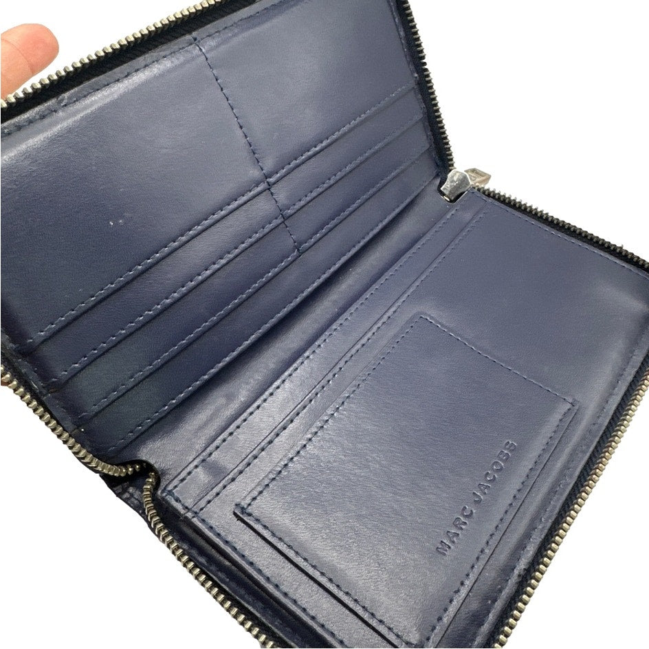 MARC JACOBS Navy Blue Zip Around Wallet