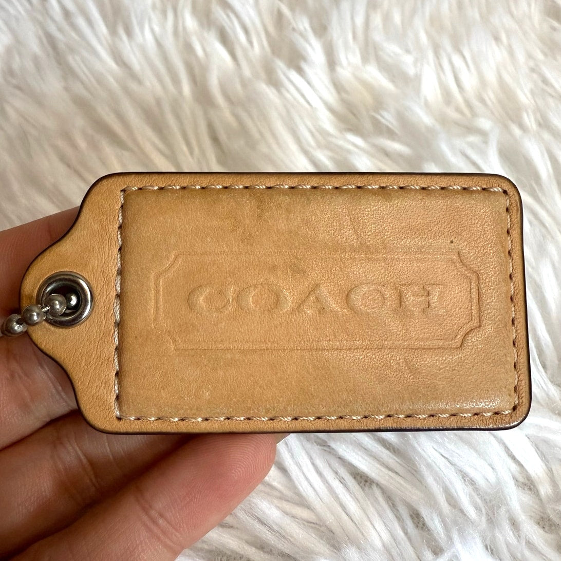 2" COACH Tan Fob Bag Charm Hang tag Hangtag