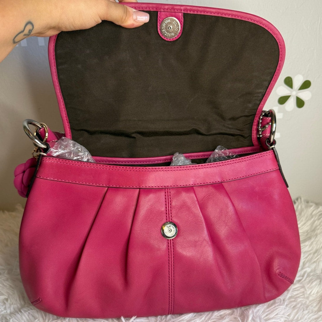 Y2K COACH Pink F13729 Flap Hobo Shoulder Bag