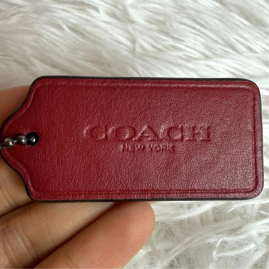 2" COACH Dark Red Fob Bag Charm Hang tag Hangtag