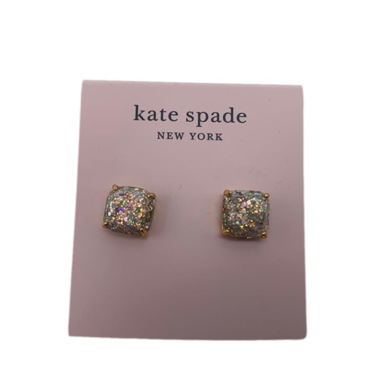 NWT  KATE SPADE New York Gold Plated Opal Glitter Small Squared Stud Earrings