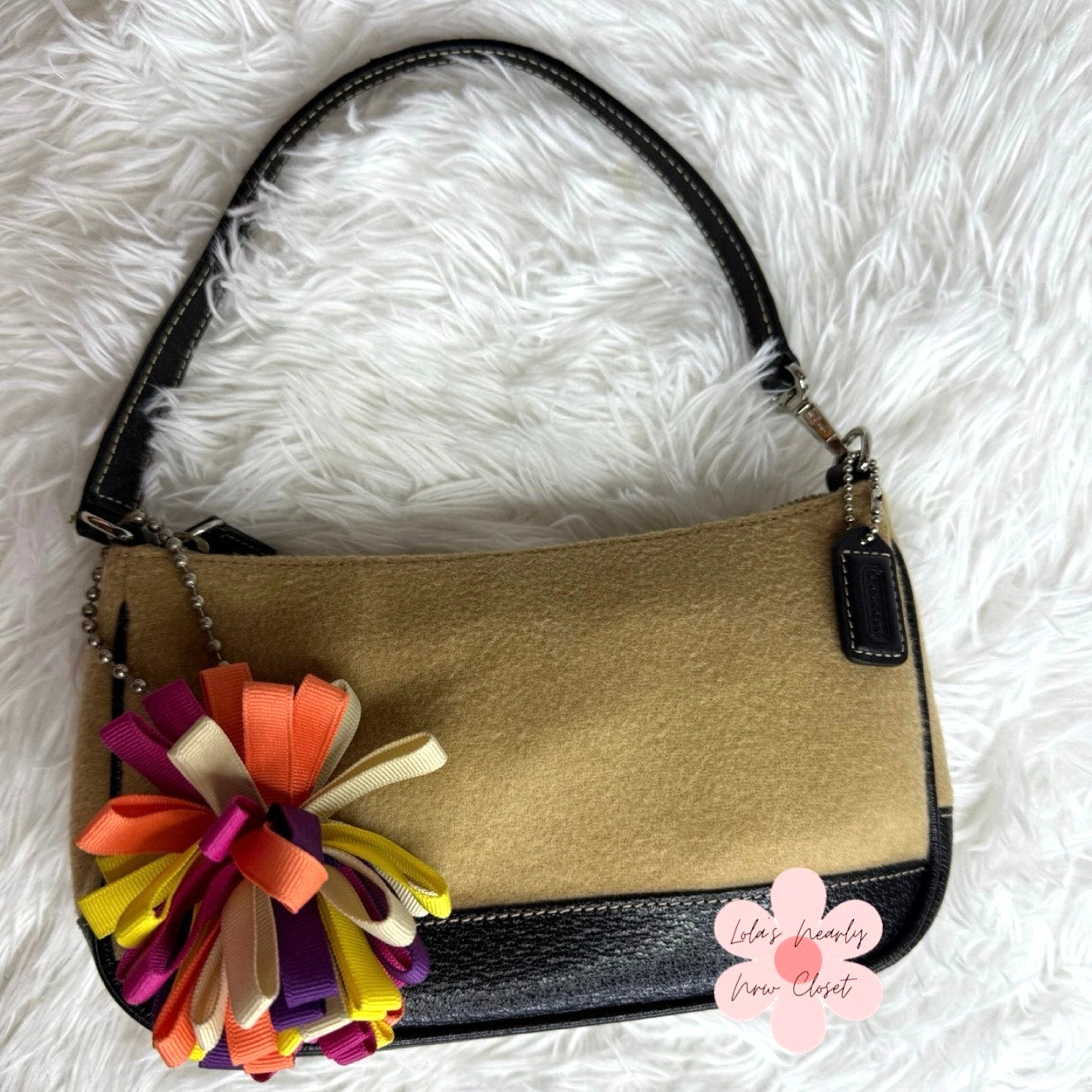 y2k Coach Vintage Demi Camel Hair Mini Purse Shoulder Bag