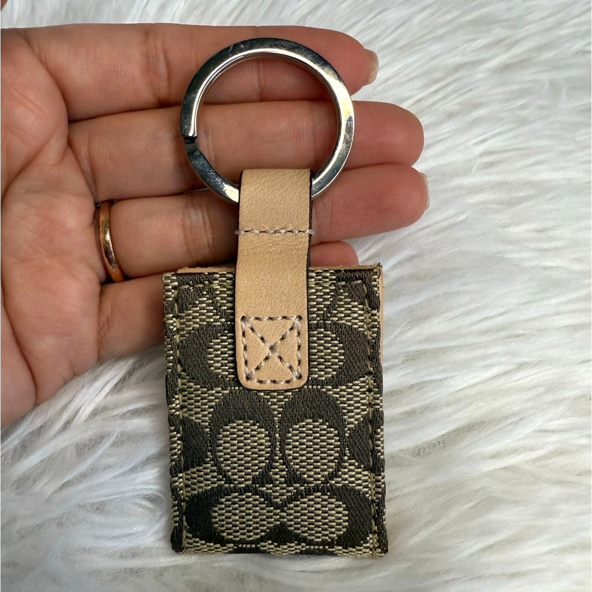 Vintage 2" COACH y2k Canvas Signature Photo Picture Frame Bag Charm Key Fob