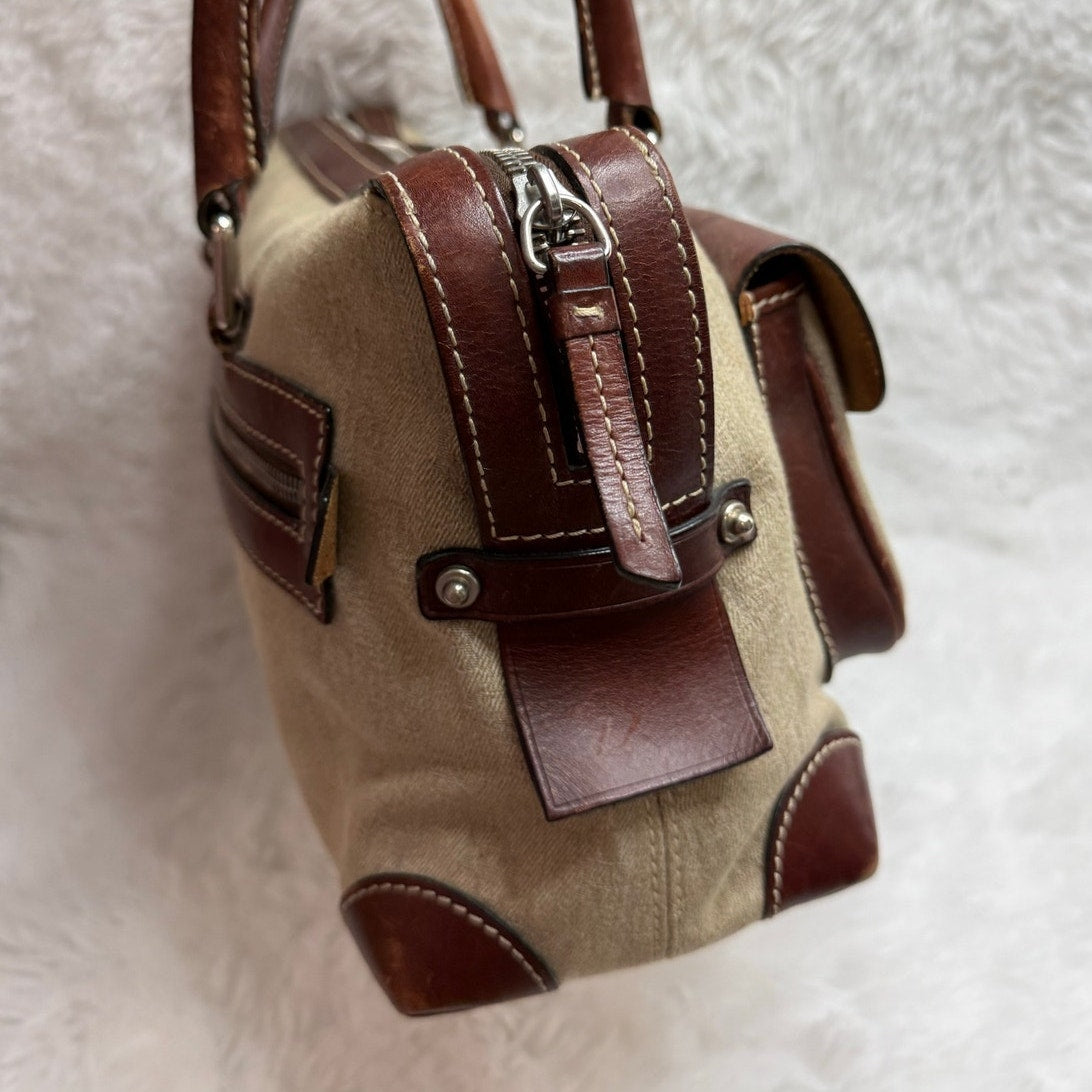Vintage DOONEY and BOURKE Brown Canvas Double Pocket Tote
