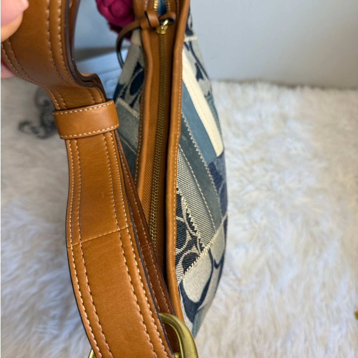 y2k Rare COACH Denim Leather Patchwork Shoulder Bag Crossbody