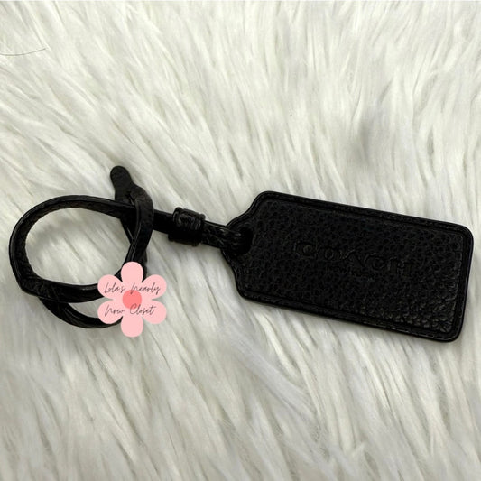 2" COACH Black Fob Bag Charm Hang tag Hangtag