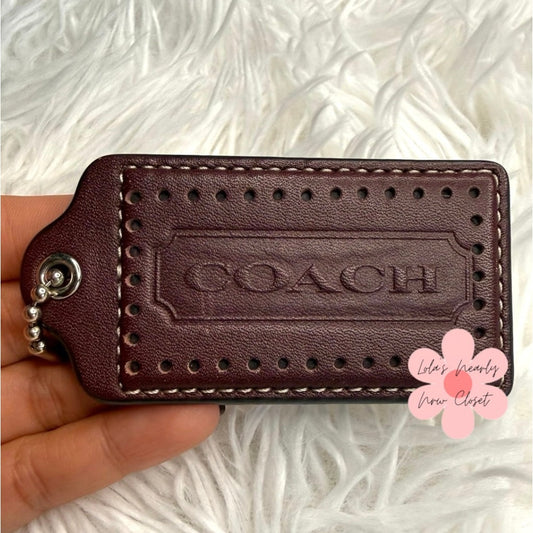 3" COACH Burgundy Fob Bag Charm Hang tag Hangtag