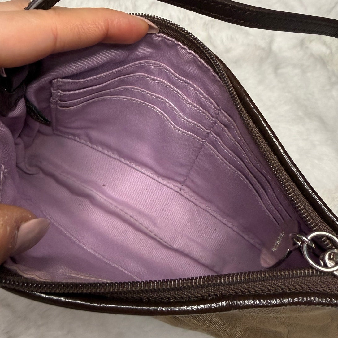 COACH y2k Brown Signature Canvas Wristlet Mini Purse