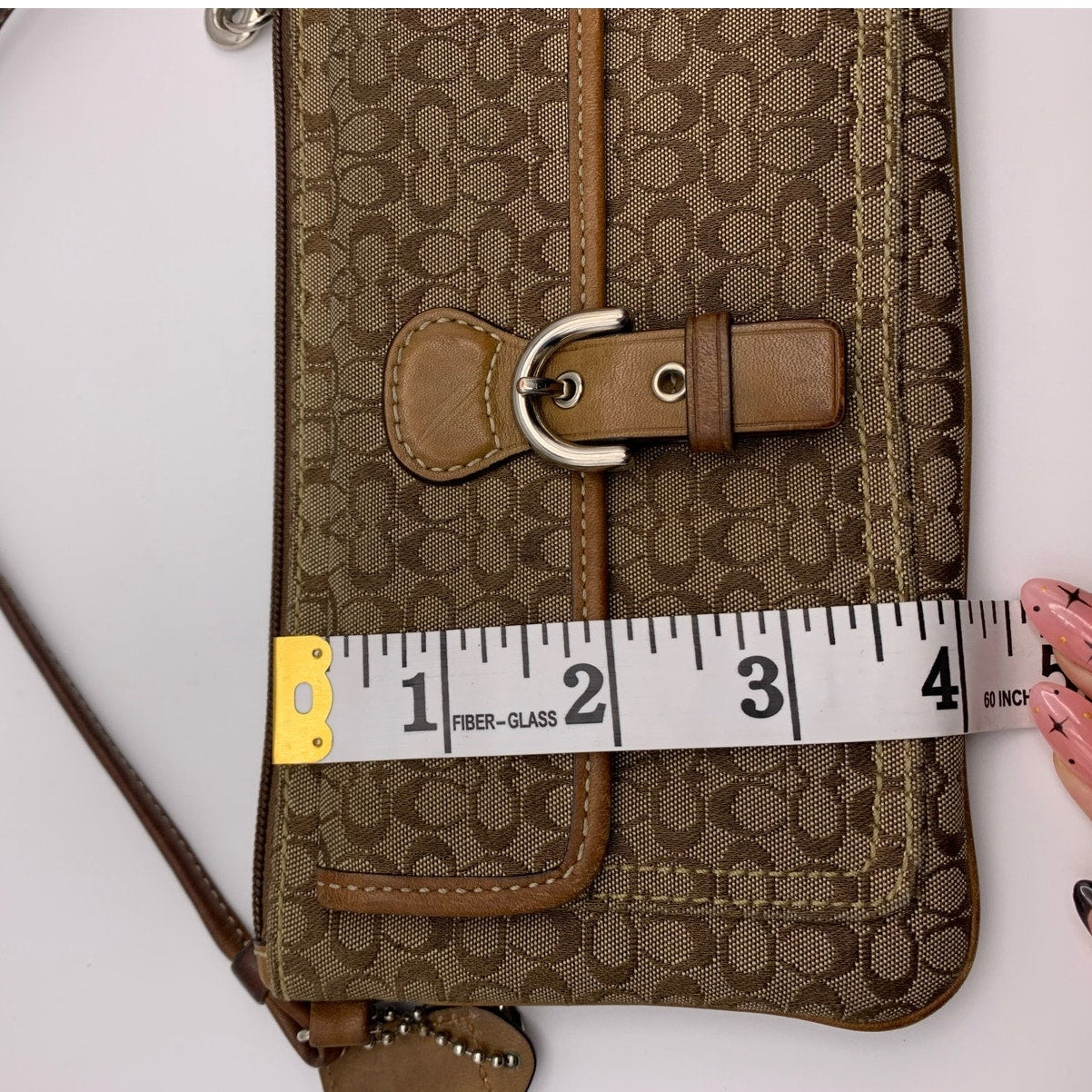 y2k COACH Brown Signature Canvas Wristlet