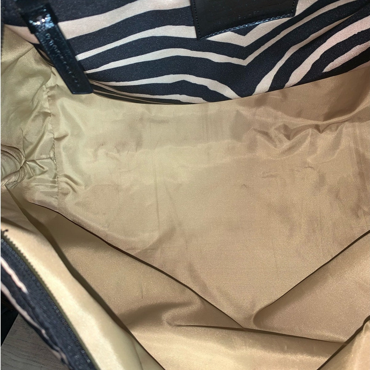 Coach y2k Devin Black Tan Zebra Print Nylon Overnight Tote Pouch
