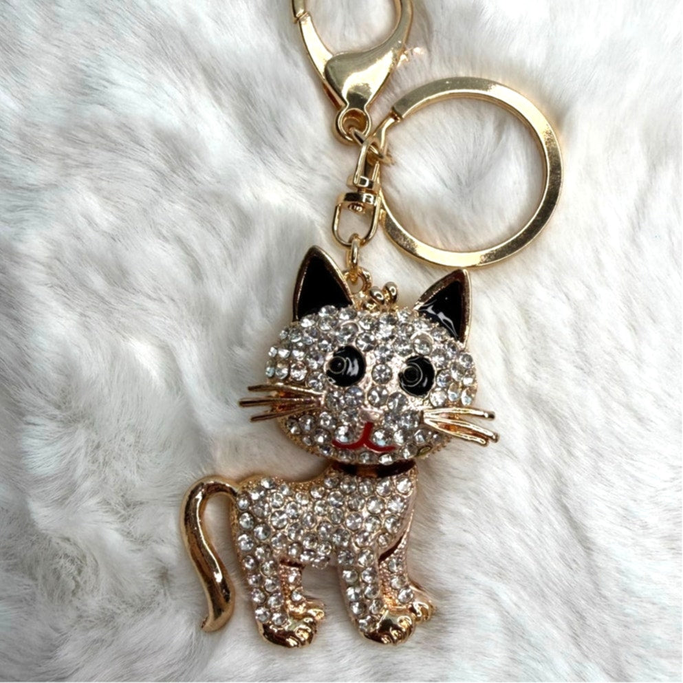 Crystal Animal Cat Lovely Rhinestone Keychain Bag Charm