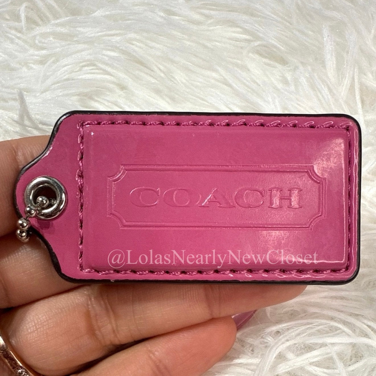 2" COACH Patent Leather Pink Fob Bag Charm Hang tag Hangtag