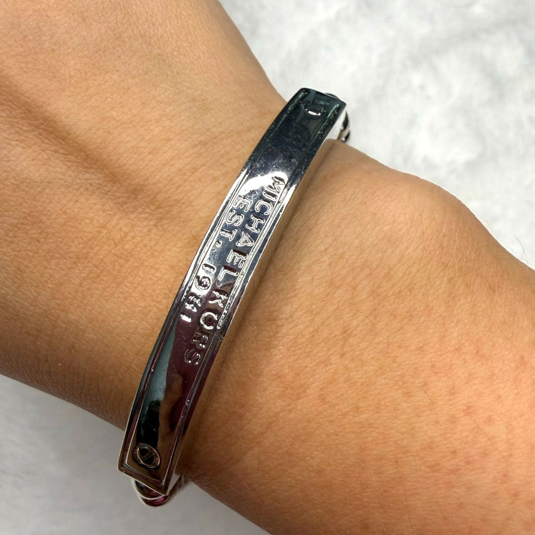 Michael Kors Silver Black Beaded Tag Bracelet