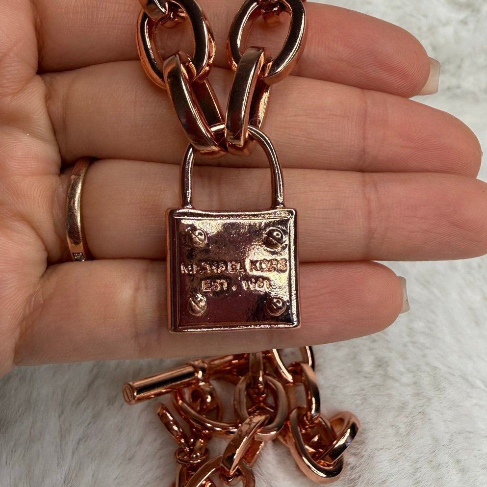 MICHAEL KORS Est 1981 Rose Gold-tone Padlock Pendant Chain Necklace