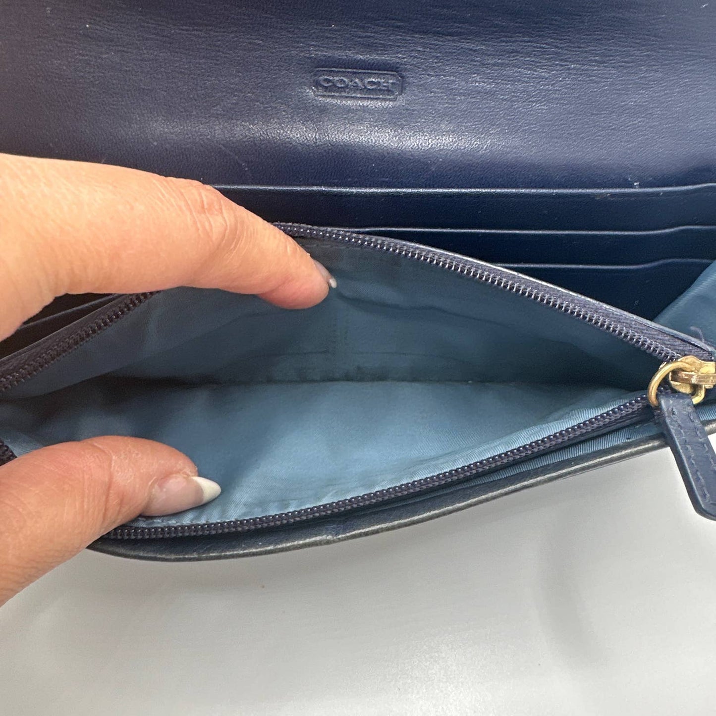 COACH Navy Blue Turnlock Wallet