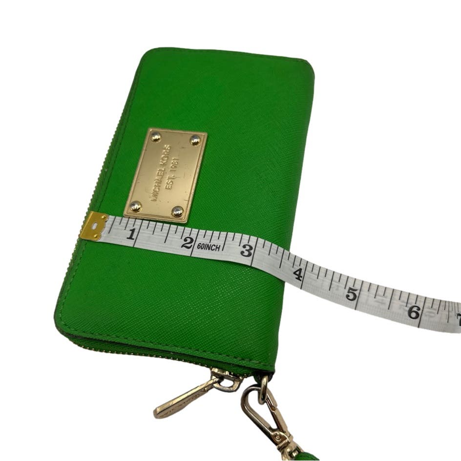 MICHAEL KORS Green Zip Around Medium Wallet