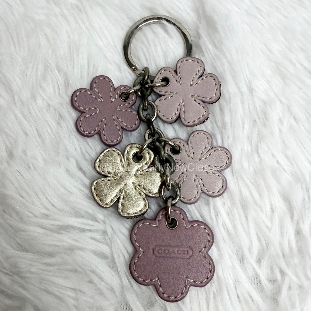 y2k Coach Flowers Patent Leather Canvas Bag Charm Key Fob
