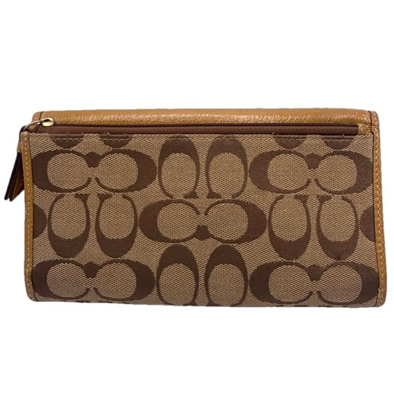 y2k COACH Brown Tan Legacy Signature Canvas Patent Leather Wallet