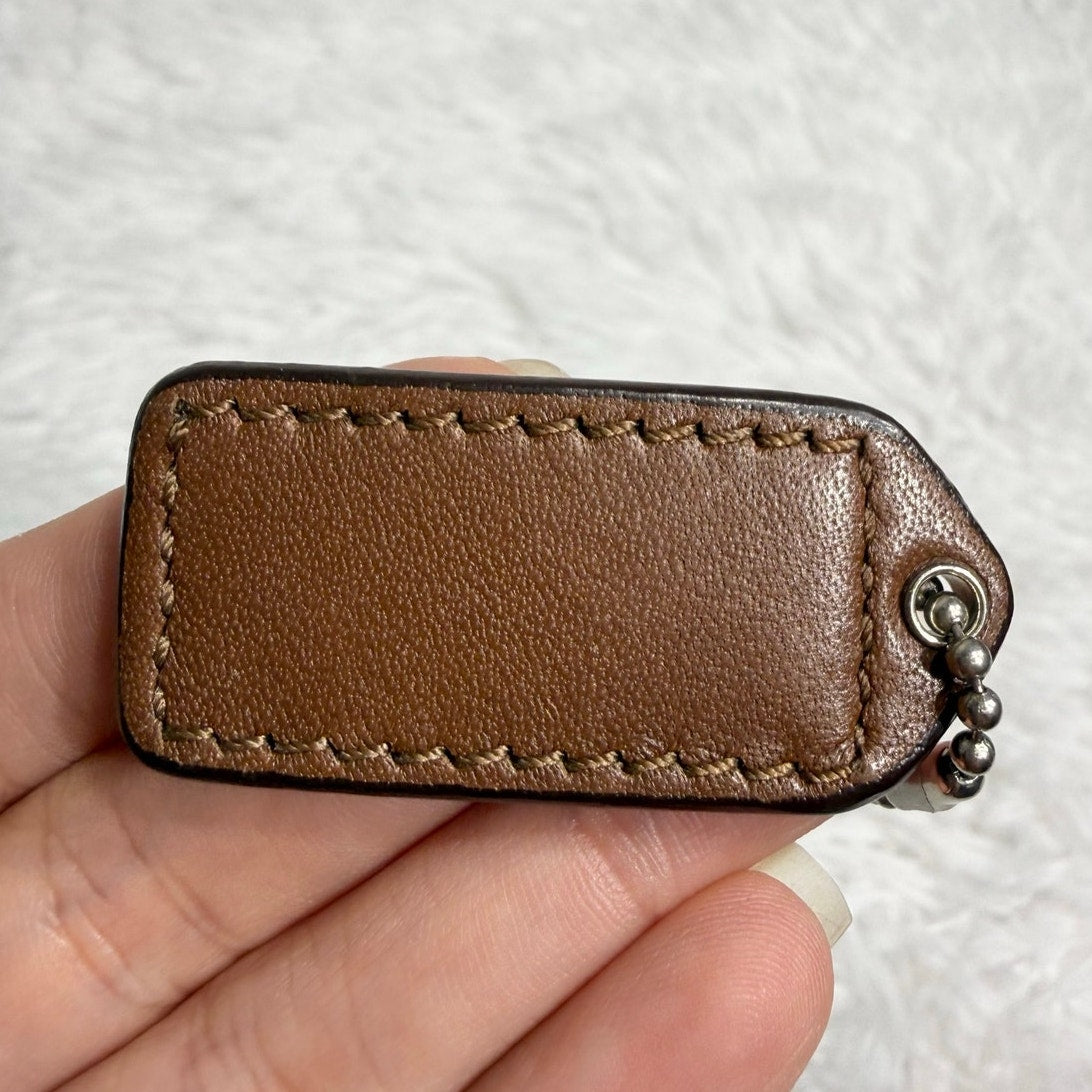 1.5" y2k COACH Brown Fob Bag Charm Hang tag Hangtag