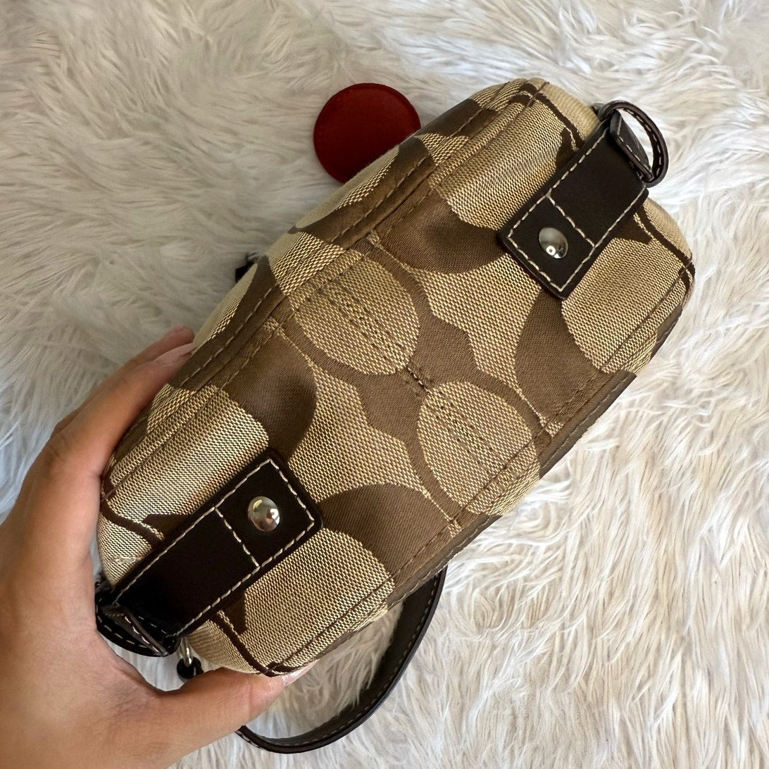 y2k COACH Signature Brown Zoe Mini Purse Shoulder Bag