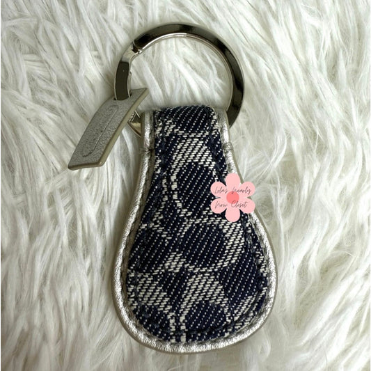 Vintage COACH y2k SIGNATURE TEAR DROP KEY RING Denim Charm