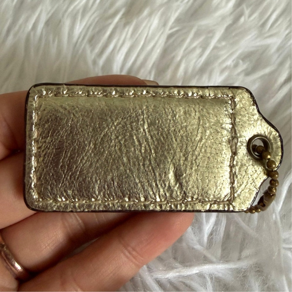 2" COACH Gold Fob Bag Charm Hang tag Hangtag