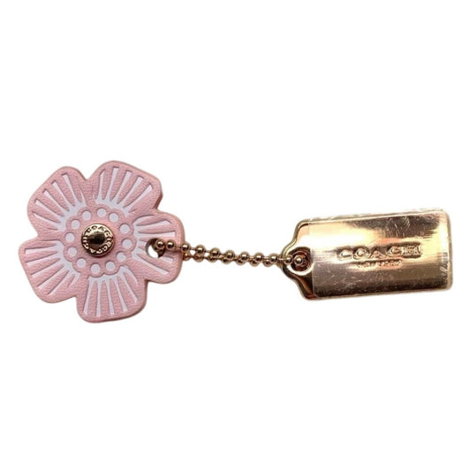COACH Pink Gold Floral Bag Charm Hang Tag