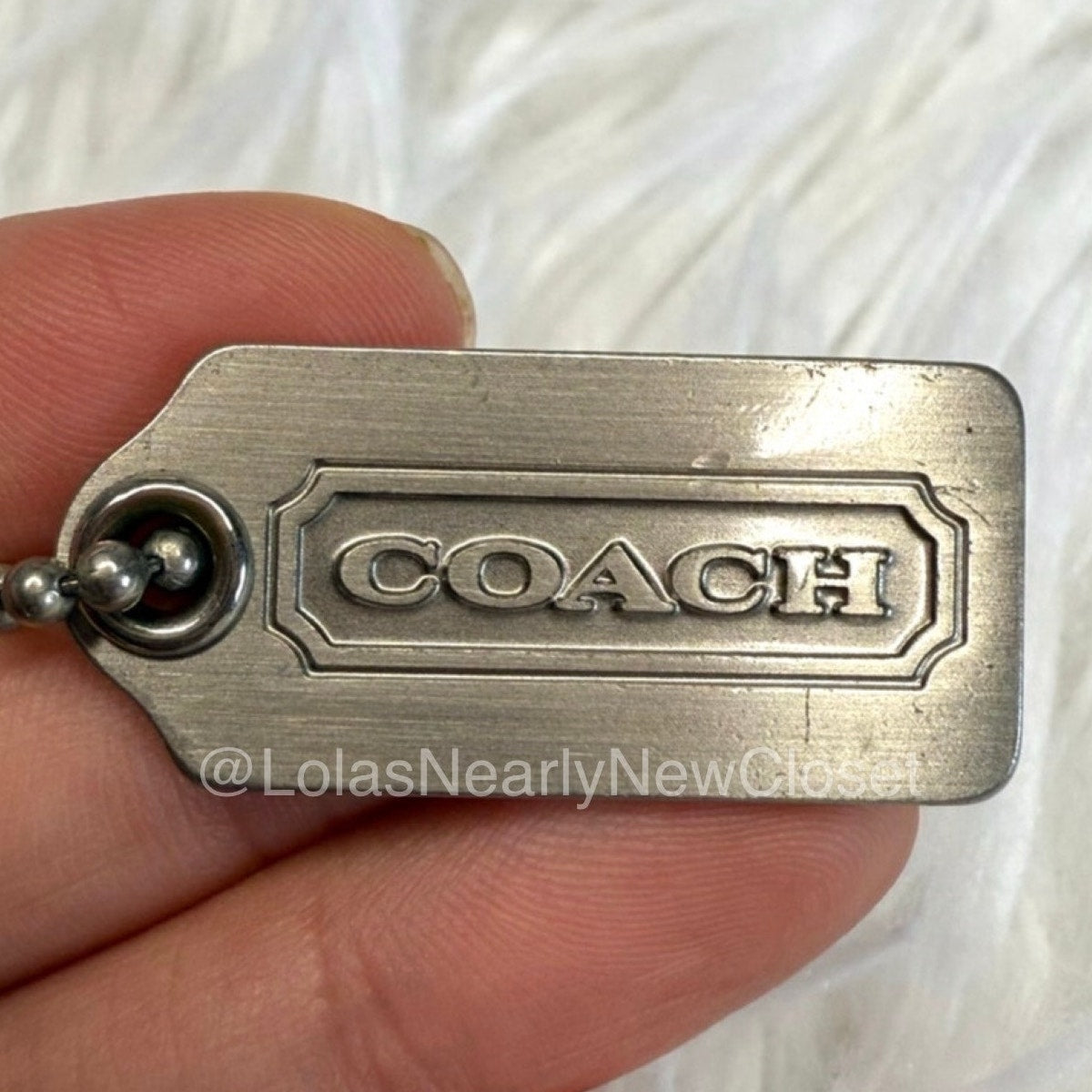 1” COACH Silver Metal Fob Bag Charm Hang tag Hangtag