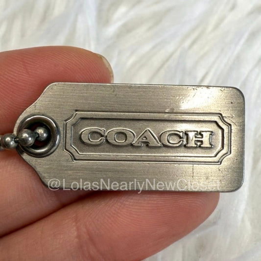 1” COACH Silver Metal Fob Bag Charm Hang tag Hangtag