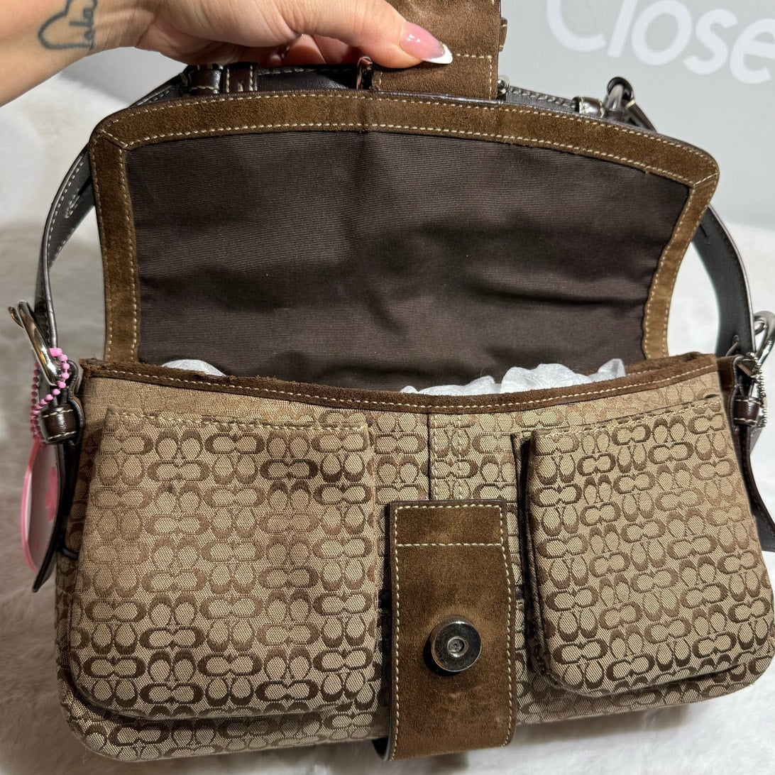 y2k COACH Vintage Brown Soho Flap Shoulder Bag
