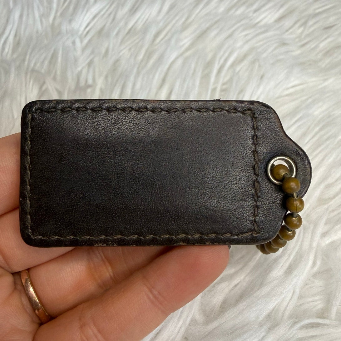 2" Coach Brown Fob Bag Charm Hang tag Hangtag