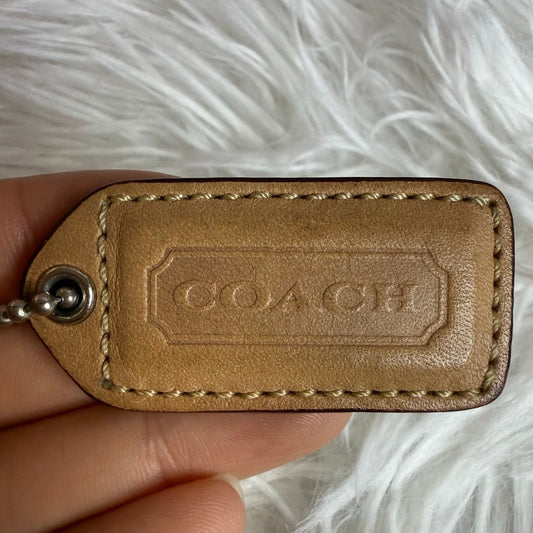 1.5" y2k COACH Vintage Tan  Fob Bag Charm Hang tag Hangtag