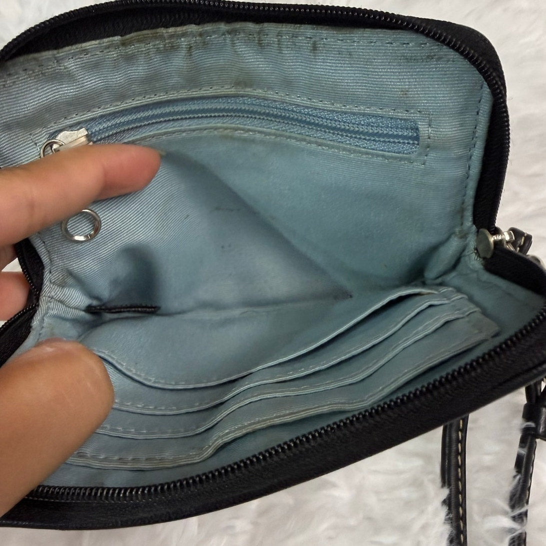 COACH Black White Signature Coated Canvas Wristlet