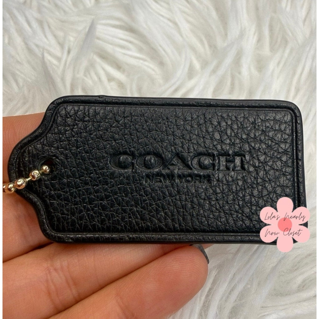 2.5" COACH Black Fob Bag Charm Hang tag Hangtag