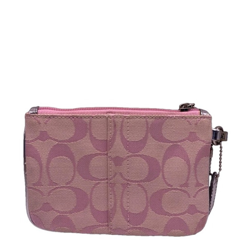 COACH Pink Silver Canvas Wristlet