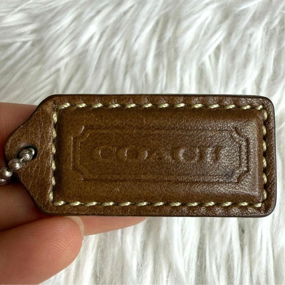 1.5" COACH Brown Fob Bag Charm Hang tag Hangtag