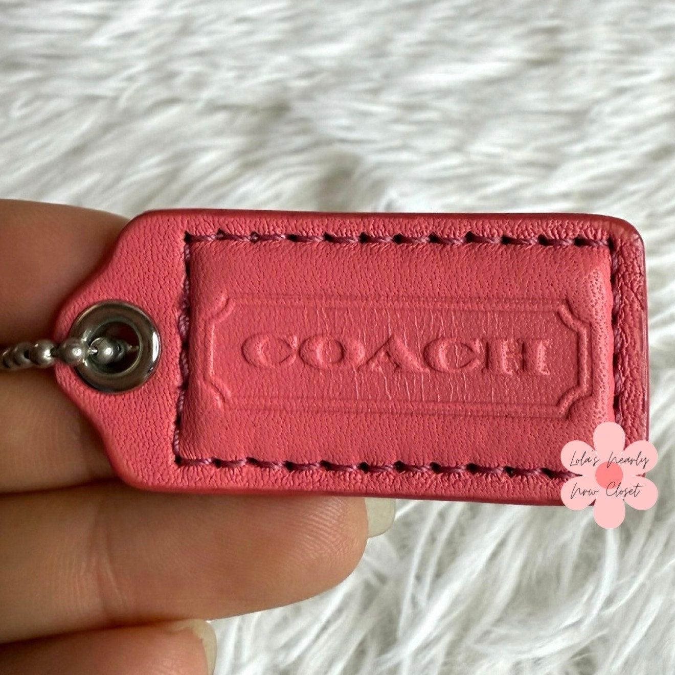 1.5" COACH Pink Fob Bag Charm Hang tag Hangtag