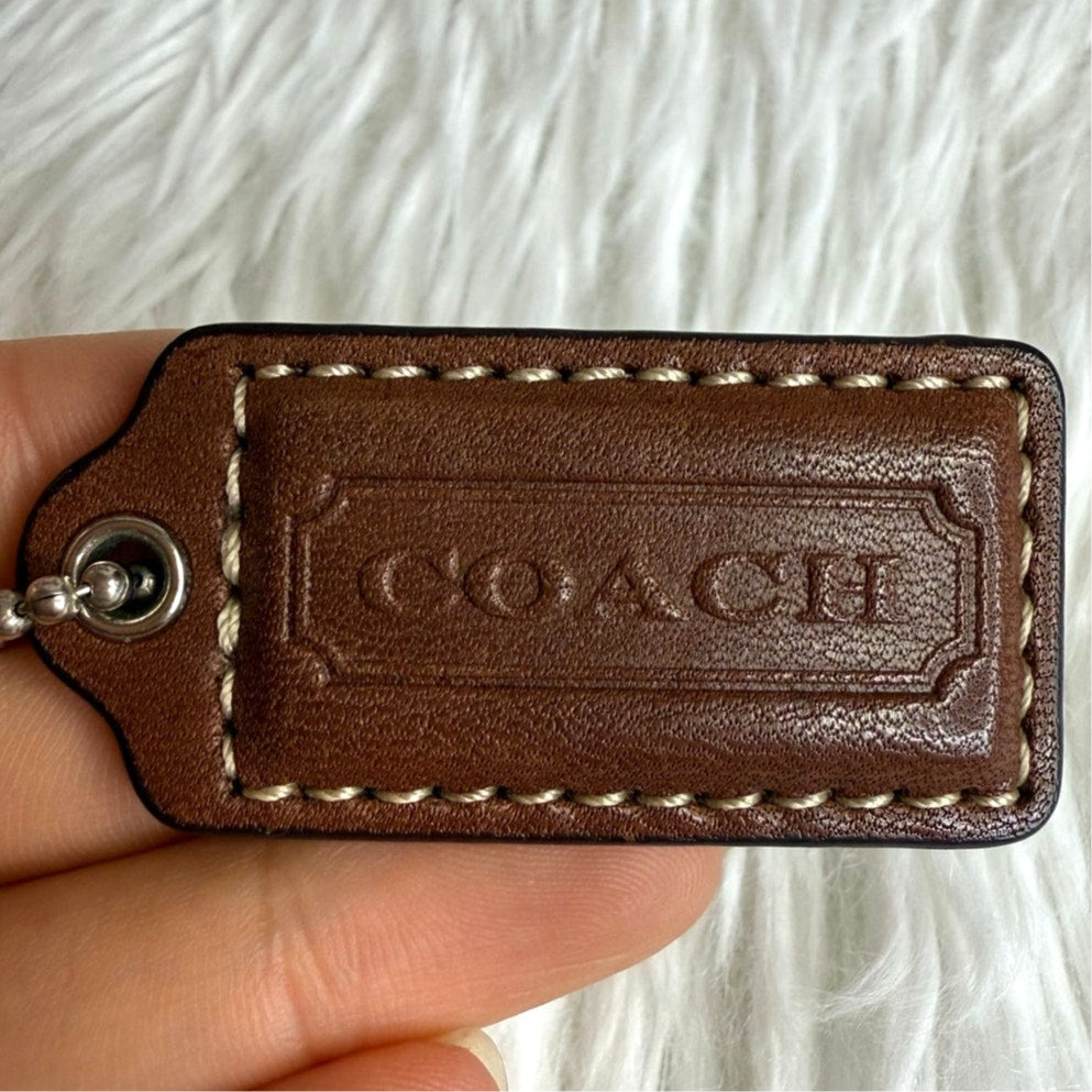 1.5" COACH Brown Fob Bag Charm Hang tag Hangtag